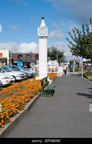 Clock tower in KatiKati, New Zealand. A small town famous for its open air art. Stock Photo