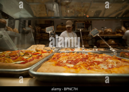 Focaccia at Eataly the Italian food and wine marketplace in New York Stock Photo