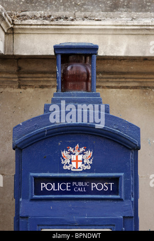 Blue Police phone box, London, England Stock Photo