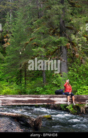 Hiking on the Resurrection River Trail, Chugach National Forest, Alaska. Stock Photo