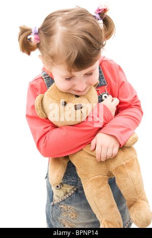 Portrait of a little girl isolated on white background. Stock Photo