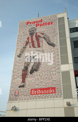 Stanley Matthews mural, The former Britannia Stadium, now the Bet 365 Stadium, Stoke-on-Trent, Staffs, England, home of Stoke City Football Club Stock Photo