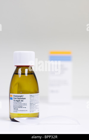 Bottle of morphine sulphate solution Stock Photo