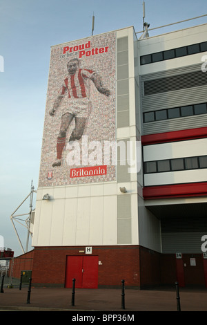 Stanley Matthews mural, The former Britannia Stadium, now the Bet 365 Stadium, Stoke-on-Trent, Staffs, England, home of Stoke City Football Club Stock Photo