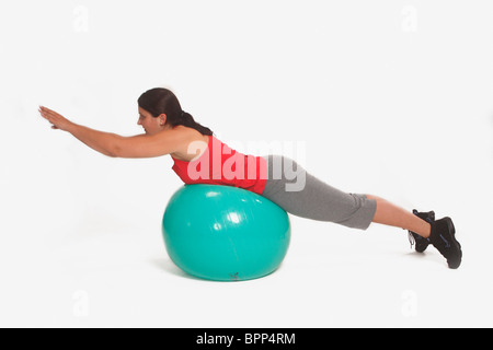 Woman, callistenic stability ball / callistenics, side Stock Photo