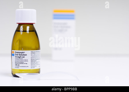 Bottle of morphine sulphate solution Stock Photo