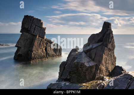 Black Sea Sea Rocks Coast Water Sky Mystic Landscape Nature Scenery Scenic Long exposure Peaceful Shore Stone Foam Ocean Stock Photo