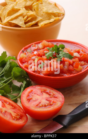 Salsa and ingredients Stock Photo