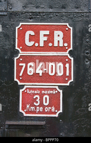 Details of a steam train locomotive at Resita Train Museum in Romania. Stock Photo