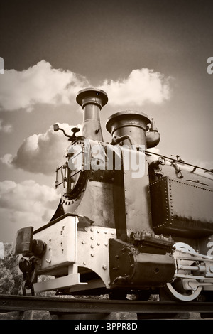 Steam train locomotive at Resita Train Museum in Romania. Stock Photo