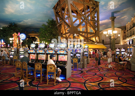A view inside the casino area of the Paris Hotel, the Strip, Las Vegas Nevada USA Stock Photo