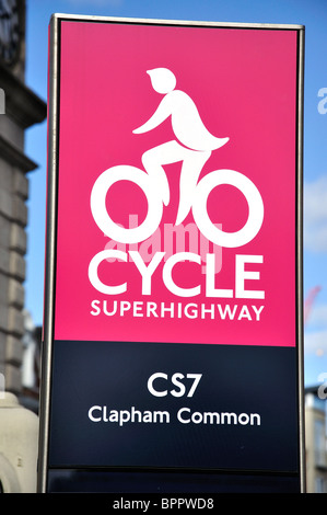 Cycle Superhighway Sign, Clapham High Street, Clapham, London Borough of Lambeth, Greater London, England, United Kingdom Stock Photo