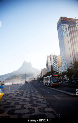 The wide expanse of Ipanema and Leblon beachfront, two of the most affluent neighborhoods of Rio de Janeiro, Brazil. Stock Photo