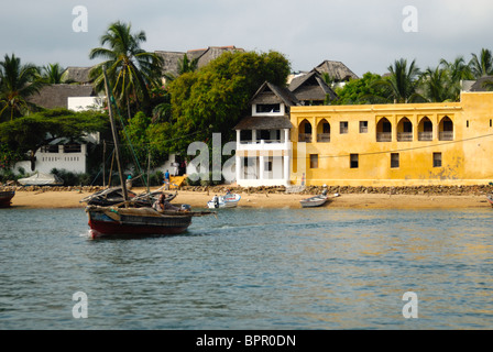 Lamu town from the water, Lamu Island, Kenya Stock Photo