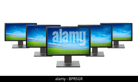 Computer monitors isolated on white Stock Photo