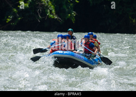 White Water Rafting on the Kuilu River, Sabah, Borneo. Stock Photo