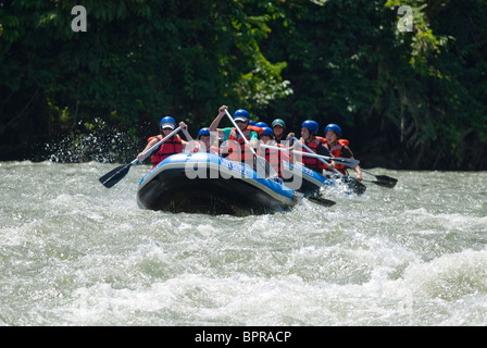 White Water Rafting on the Kuilu River, Sabah, Borneo. Stock Photo