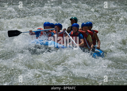 White Water Rafting on the Kuilu River, Sabah, Borneo. Stock Photo