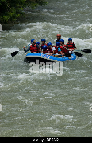 White Water Rafting on the Kuilu River, Sabah, Borneo. Stock Photo