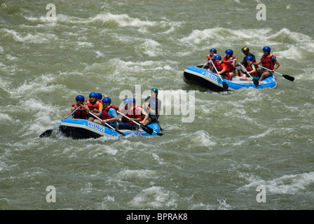 White Water Rafting on the Kuilu River, Sabah, Borneo. Stock Photo