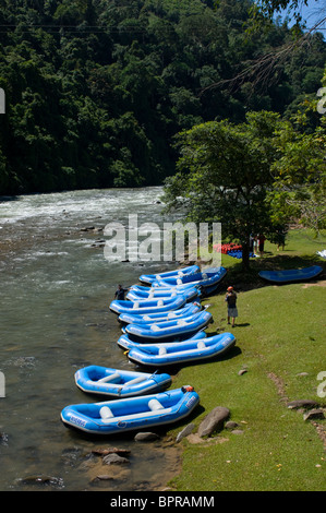 White Water Rafting on the Kuilu River, Sabah, Borneo. Stock Photo