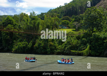 White Water Rafting on the Kuilu River, Sabah, Borneo. Stock Photo