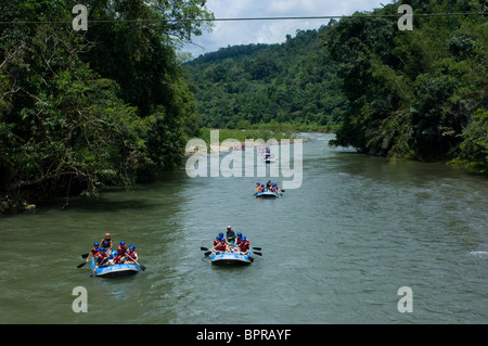 White Water Rafting on the Kuilu River, Sabah, Borneo. Stock Photo