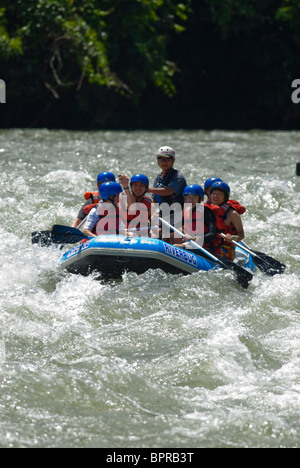 White Water Rafting on the Kuilu River, Sabah, Borneo. Stock Photo