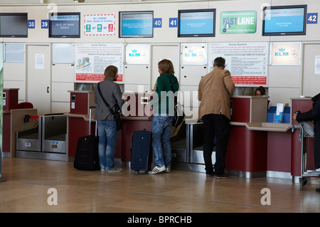 Check in desk at John Lennon Liverpool Airport Stock Photo