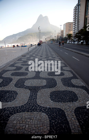 The wide expanse of Ipanema and Leblon beachfront, two of the most affluent neighborhoods of Rio de Janeiro, Brazil. Stock Photo