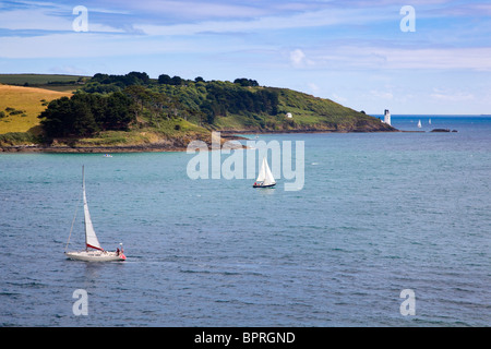 Anthony lighthouse from St Mawes; Cornwall Stock Photo