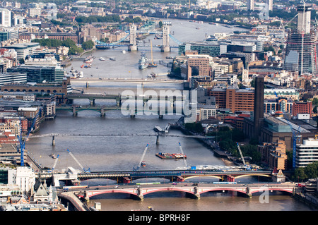 River Thames and London from the air Stock Photo