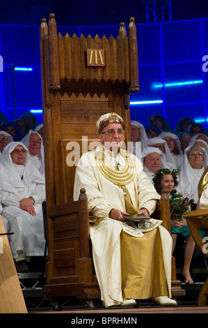 Archdruid of Gorsedd of Bards on stage for Ceremony during National Eisteddfod 2010 annual Welsh cultural festival Stock Photo