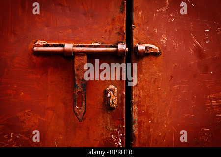 Old latch on the door Stock Photo