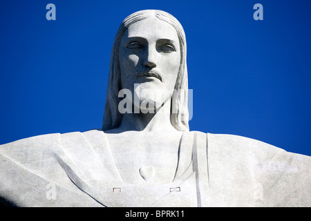 Rio de Janeiro, Brazil's 130 foot tall, art deco Cristo Redentor statue (or Chirst the Redeemer), a new world wonder. Stock Photo