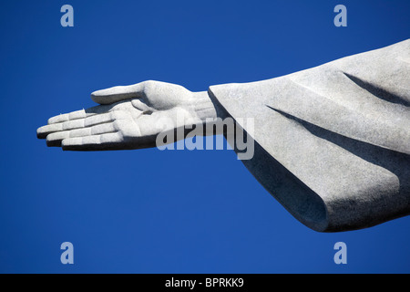 Rio de Janeiro, Brazil's 130 foot tall, art deco Cristo Redentor statue (or Chirst the Redeemer), a new world wonder. Stock Photo