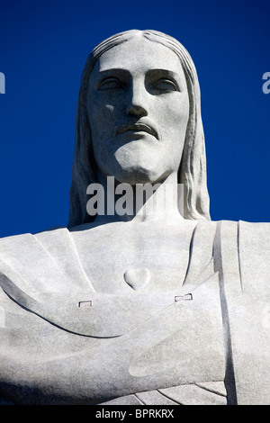 Rio de Janeiro, Brazil's 130 foot tall, art deco Cristo Redentor statue (or Chirst the Redeemer), a new world wonder. Stock Photo