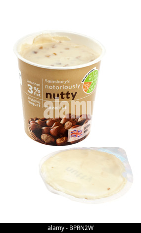 Sainsburys notoriously nutty hazelnut yoghurt Stock Photo