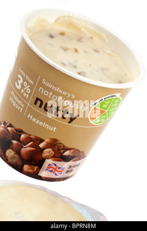 Sainsburys notoriously nutty hazelnut yoghurt Stock Photo