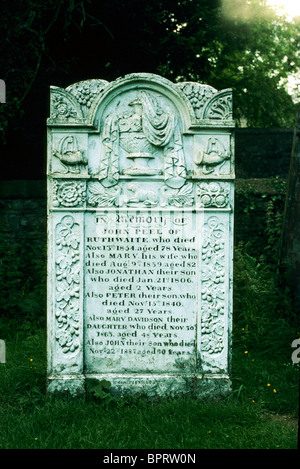 John Peel gravestone, grave, Caldbeck, Cumbria England UK English huntsman huntsmen graves famous people Peel's Stock Photo