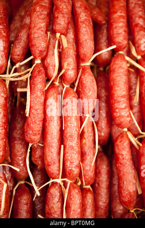 Sausage for sale in the market, Siem Reap, Cambodia Stock Photo