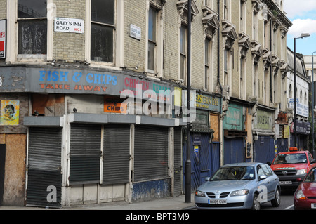 Old and derelict buildings, Gray's Inn Road, King's Cross, London, England, UK Stock Photo