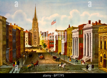 Wall Street, New York City, 1847 Stock Photo