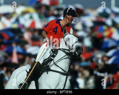 PRINCE CHARLES PLAYING POLO AT WINDSOR 24 July 1988 Stock Photo