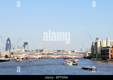 River Thames and Blackfriars Bridge view from Warterloo Bridge, London, England, UK Stock Photo