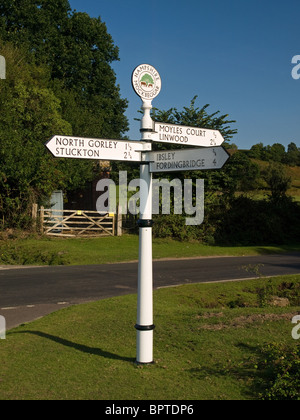 Signpost at Mockbeggar New Forest Hampshire England UK Stock Photo