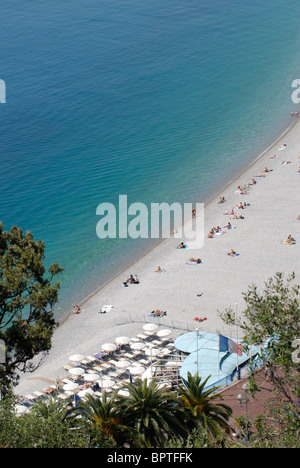 Beach along Promenade des Anglais at Nice. Cote d'Azur. France Stock Photo