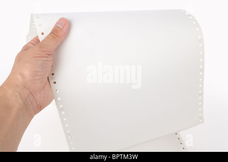 Perforated Computer Paper for background Stock Photo - Alamy