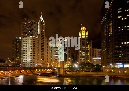 view of North Michigan Avenue, Chicago, at night Stock Photo