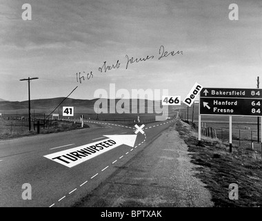 SCENE OF JAMES DEAN CRASH SCENE OF JAMES DEAN'S CAR CRASH (1955) Stock Photo